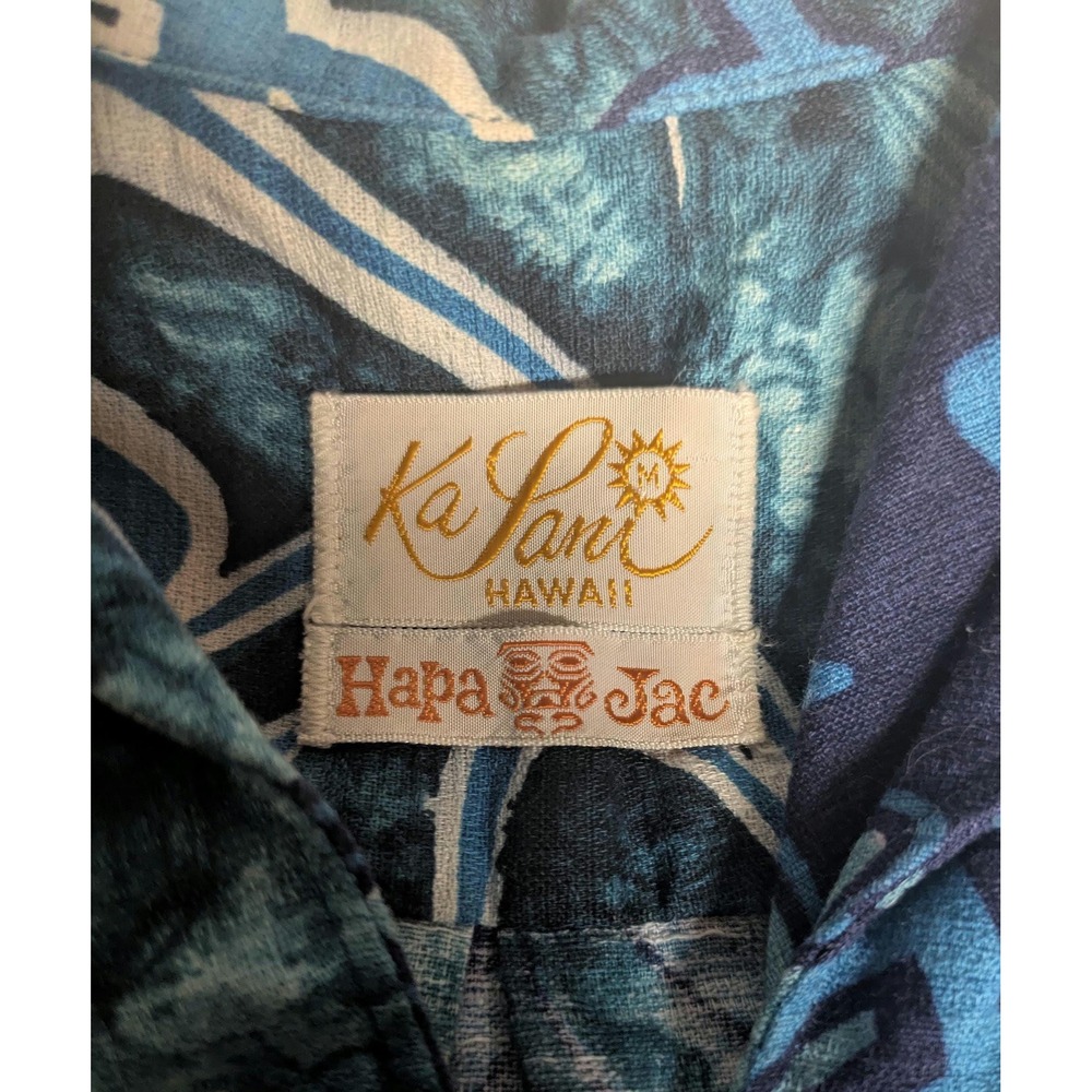 Cropped 50s Ka Lani Hapa Jac vintage barkcloth Hawaiian short sleeve button‎ up - Picture 3 of 5
